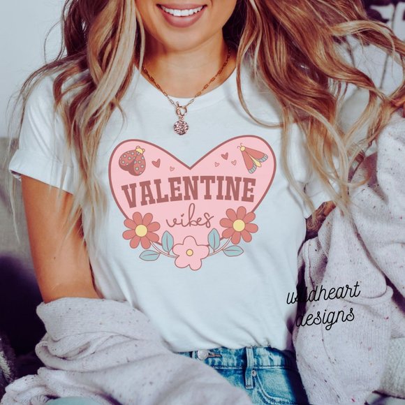 Valentine Vibes Graphic Tee Valentine's Day Shirt, Sizes XS-2X - Picture 1 of 2